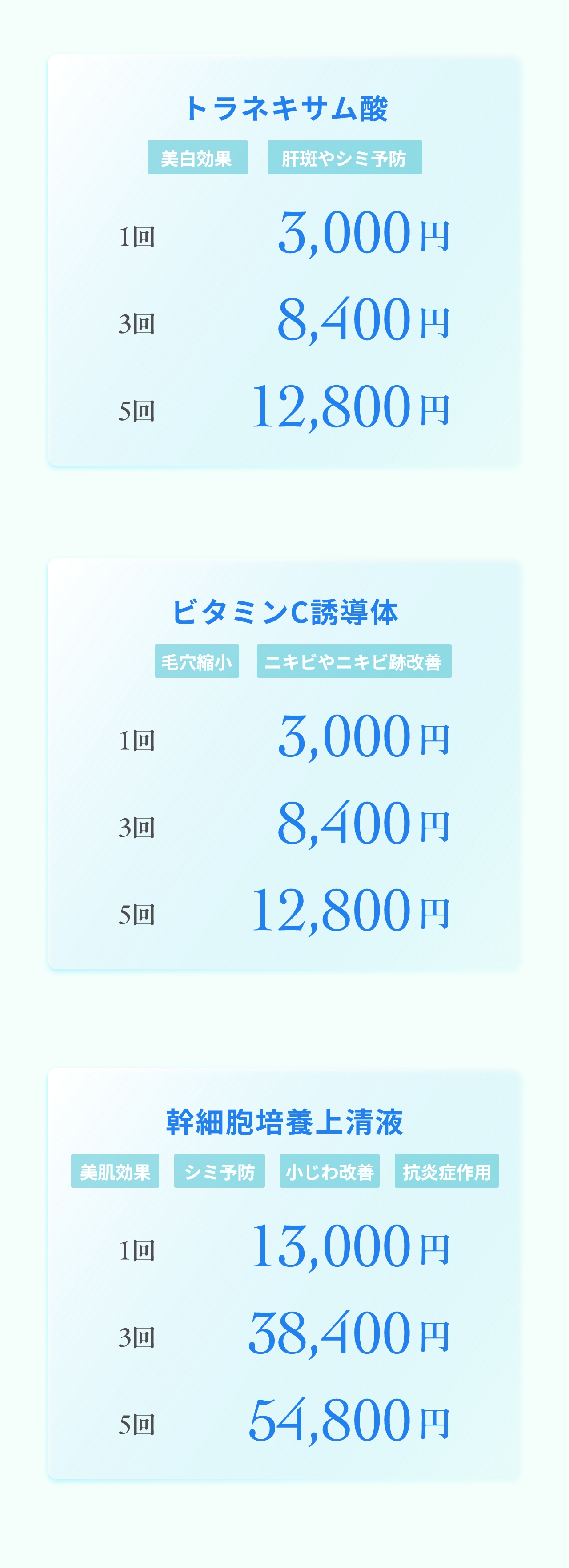 トラネキサム酸・ビタミンC誘導体・幹細胞培養上清液