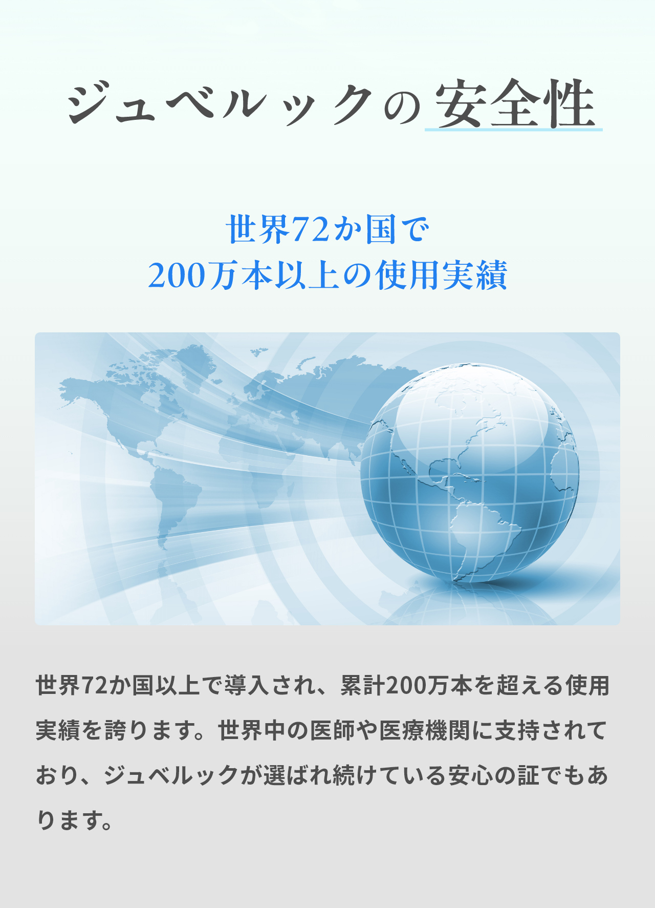世界72か国で200万本以上の使用実績